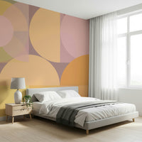 Geometric Pastel Harmony Wall Mural behind a minimalist desk setup., GD6227