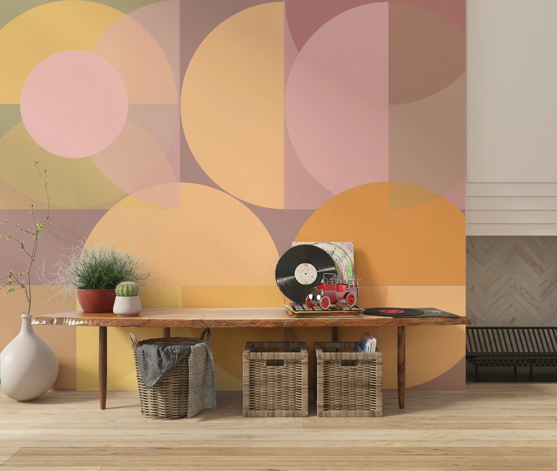 Abstract diamond shapes in the Geometric Pastel Harmony Wall Mural design., GD6227
