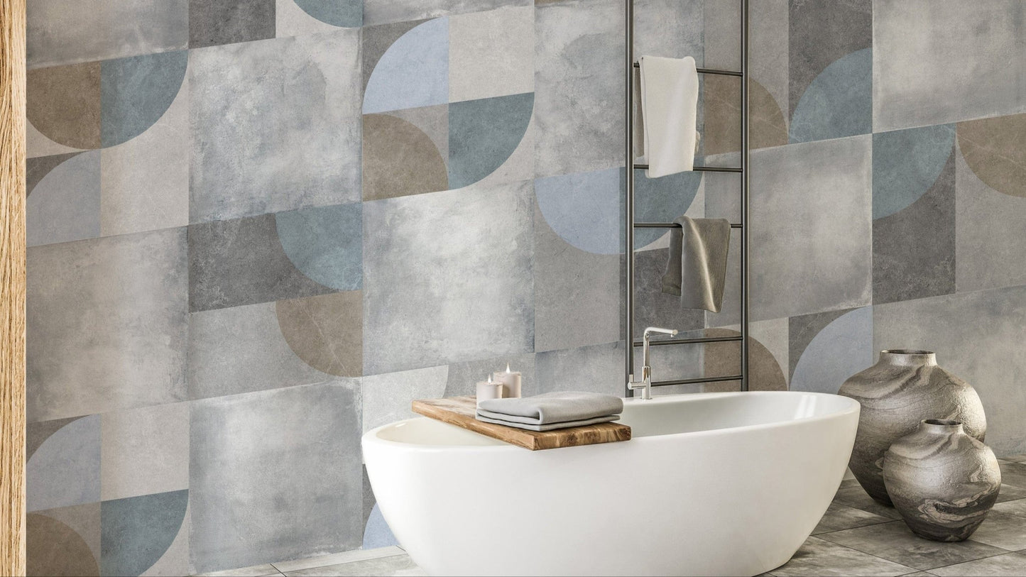Geometric pattern cement wallpaper design