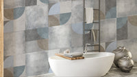 Geometric pattern cement wallpaper design