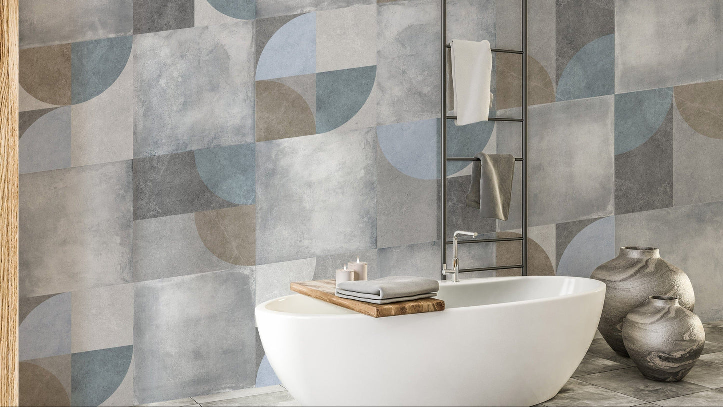 Geometric pattern cement wallpaper design