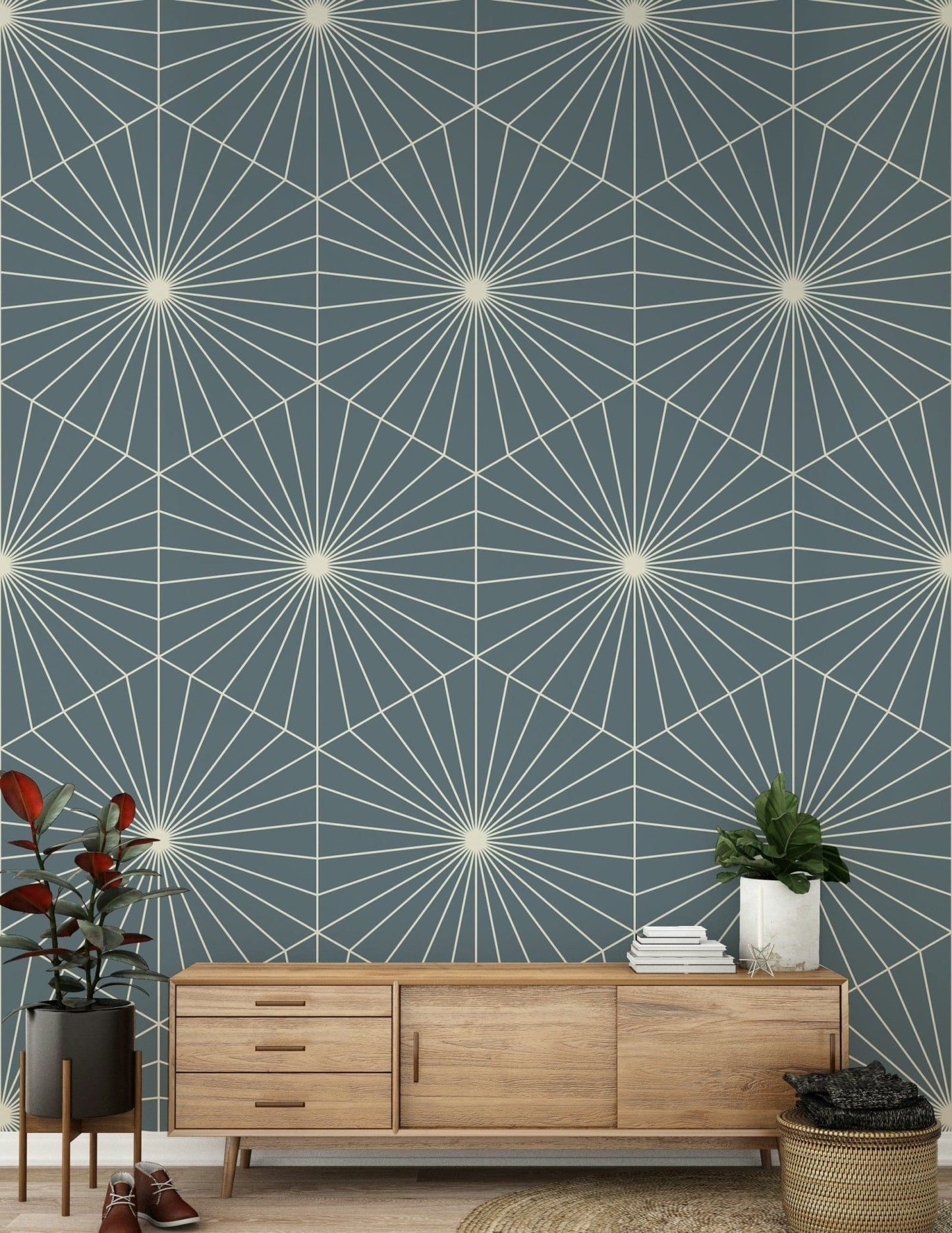 Saturated color Geometric Radiance home interior wallpaper.