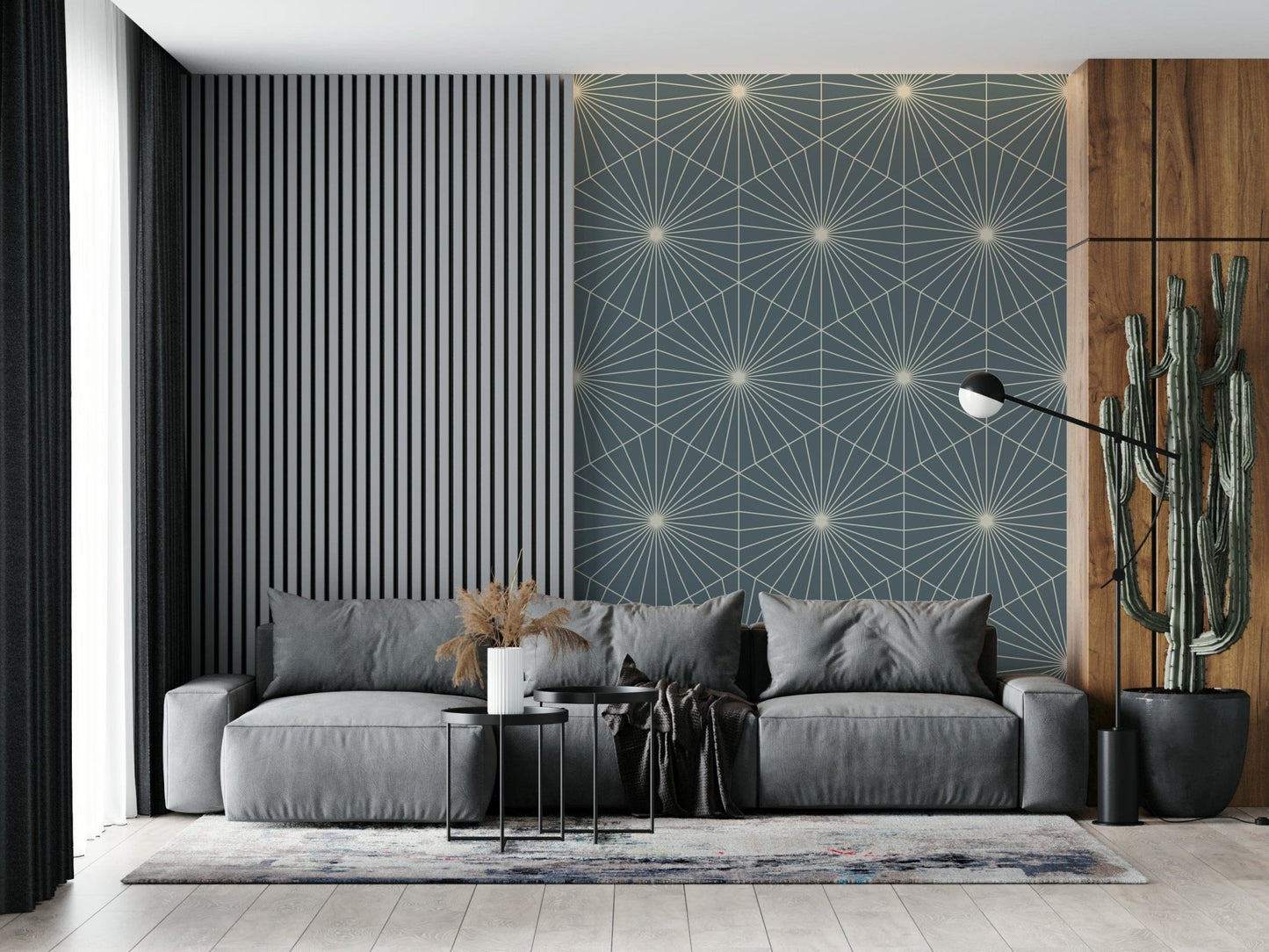 Stylish symmetrical pattern Geometric Radiance wallcovering.