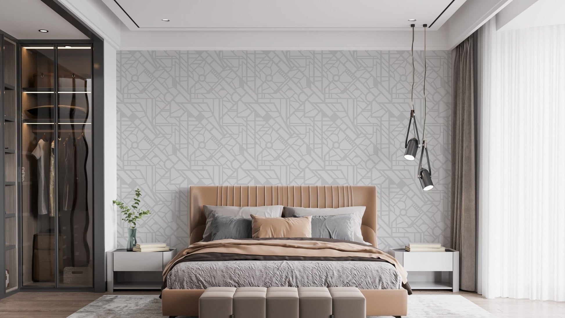 Contemporary city map street view wallpaper for homes.