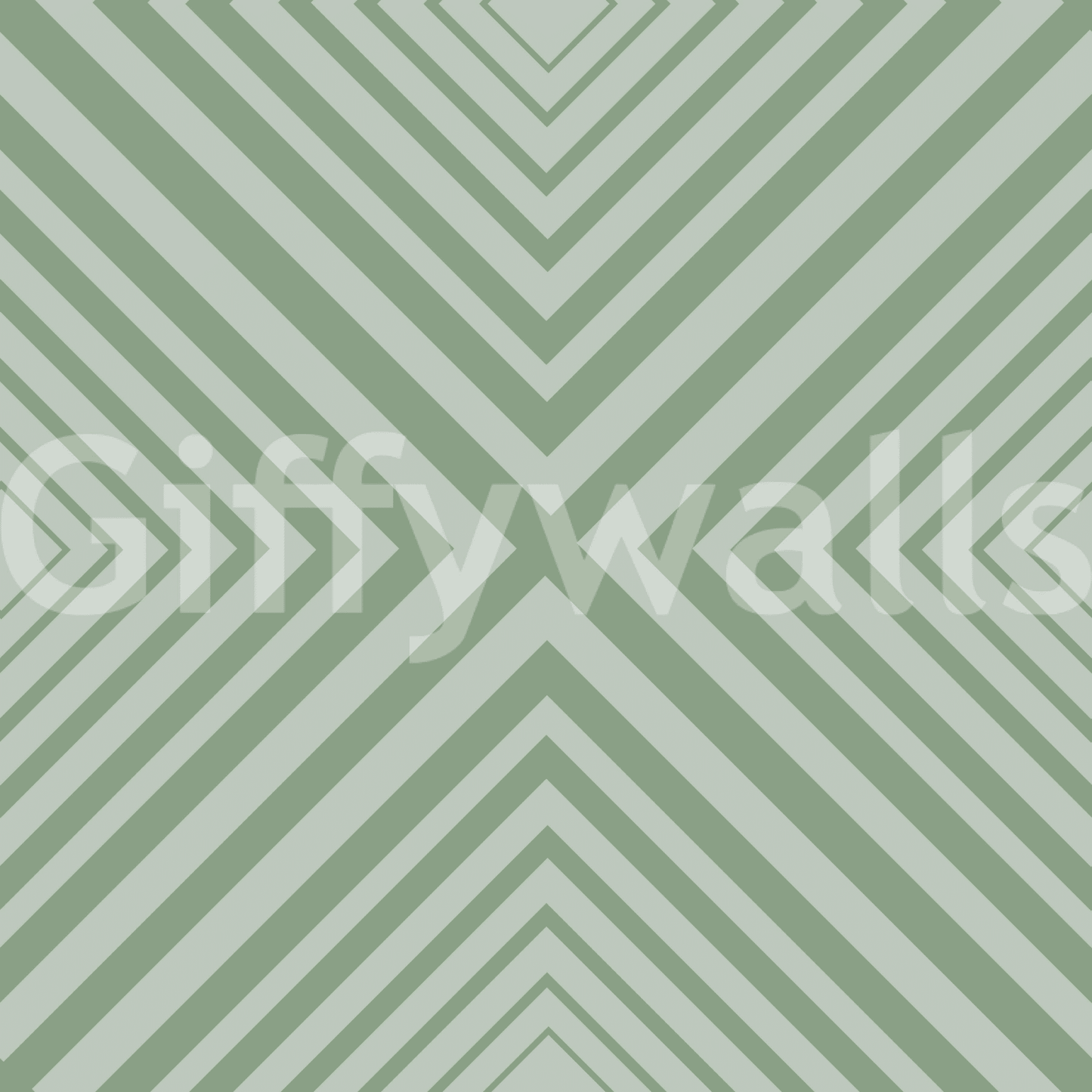 Geometric Sage clean pattern mural, angular crisscross display.