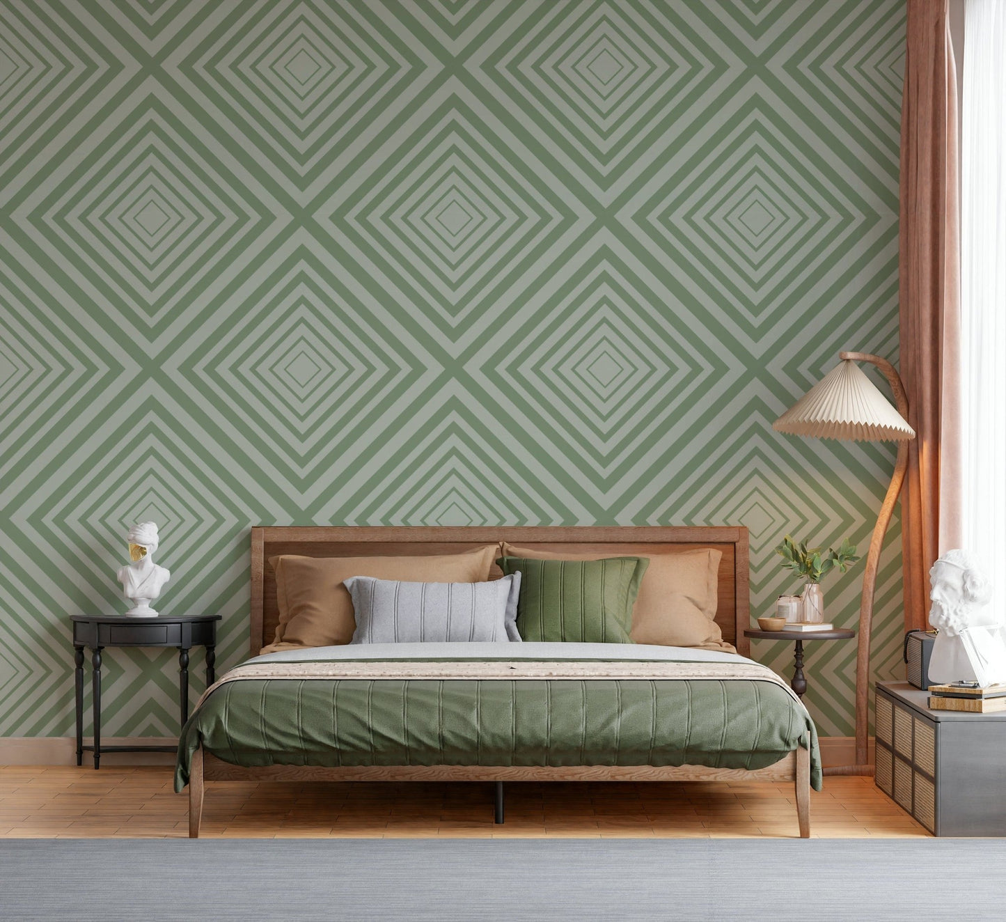 Quiet Sage appealing pattern wallpaper with light green layers.