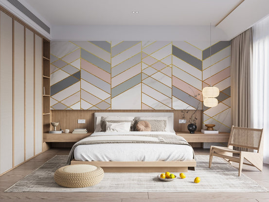 Geometric Shape Golden Effect Marble wallpaper murals - Giffywalls A852