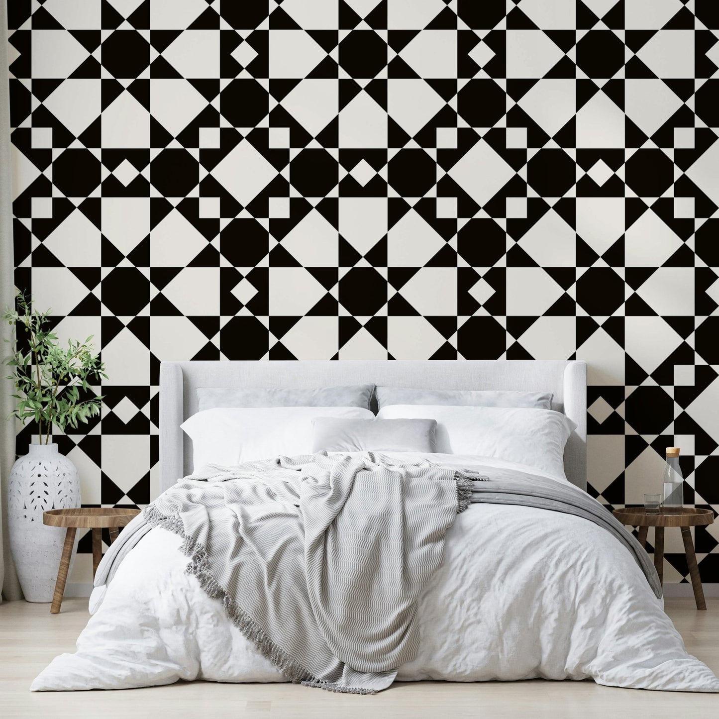 An angled shot of a wall with abstract wallpaper, GD4461