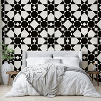 An angled shot of a wall with abstract wallpaper, GD4461