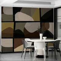 Earth-toned geometric wall mural

