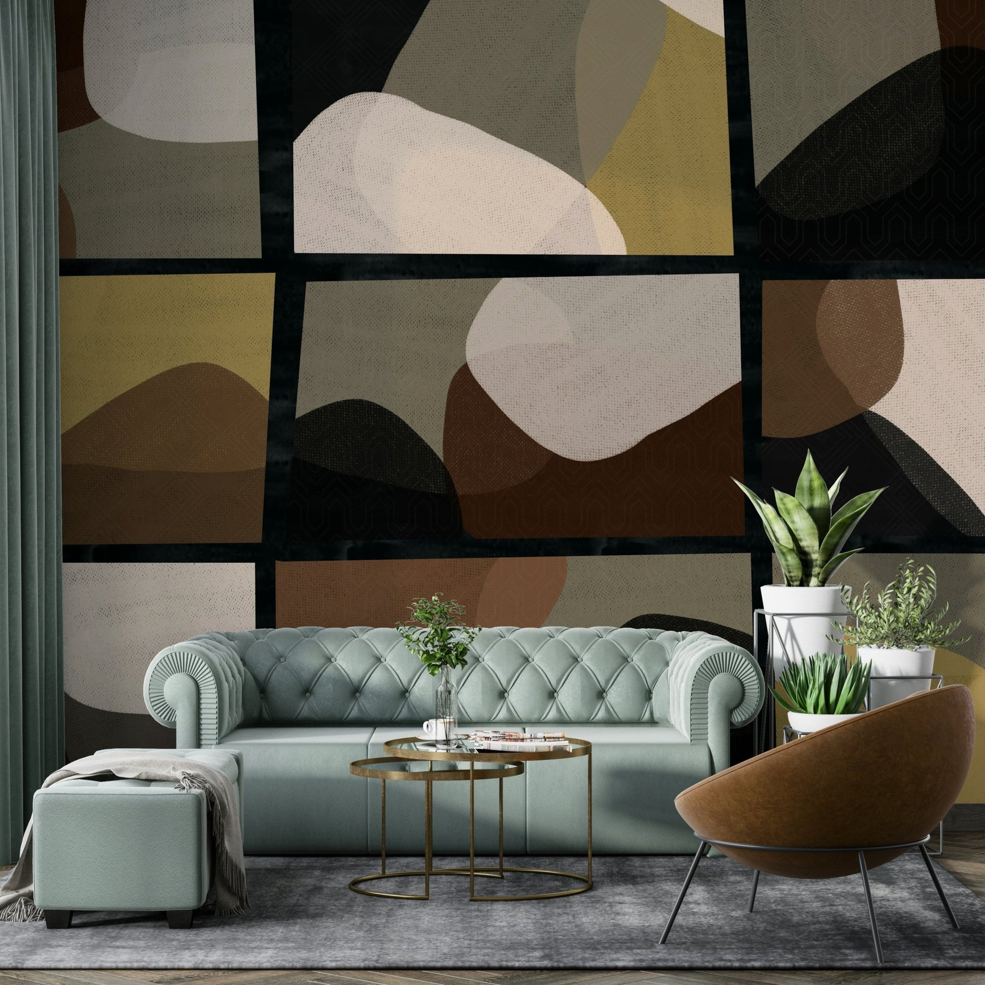 Geometric wall mural for home

