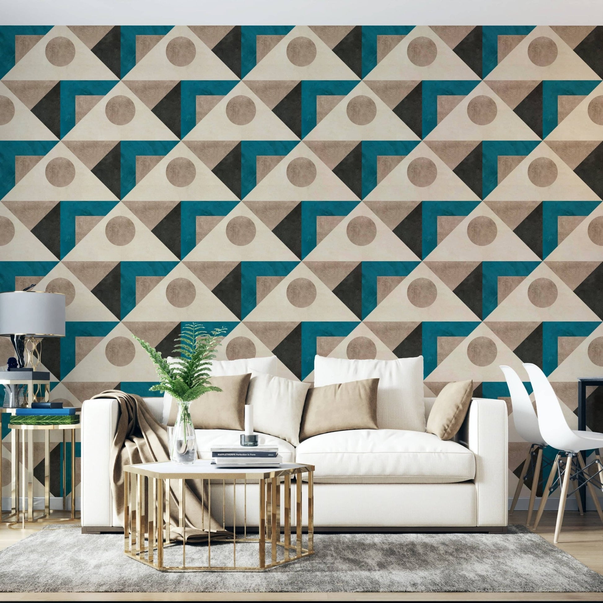 Graphic terrazzo wallpaper design

