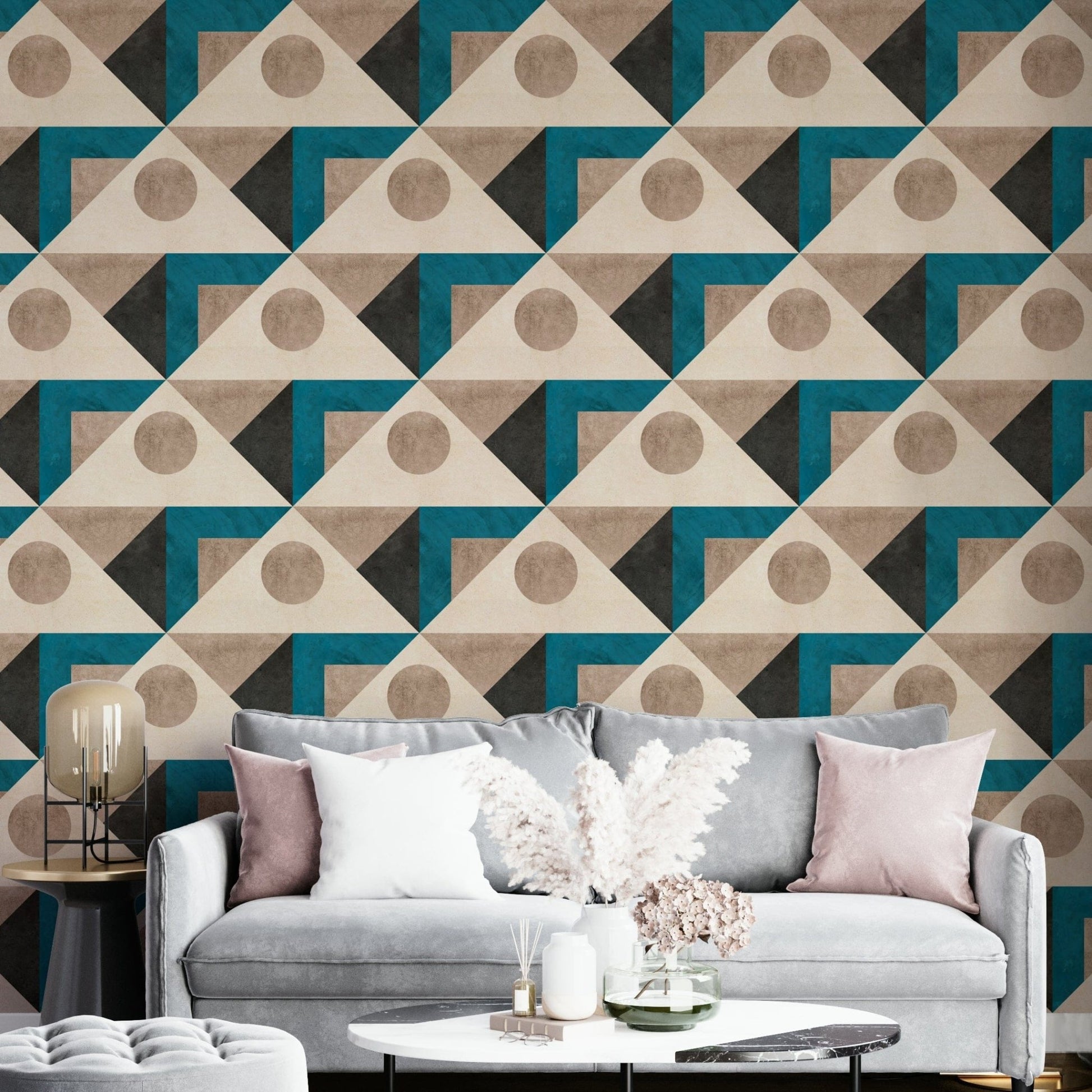 Circle triangle terrazzo texture

