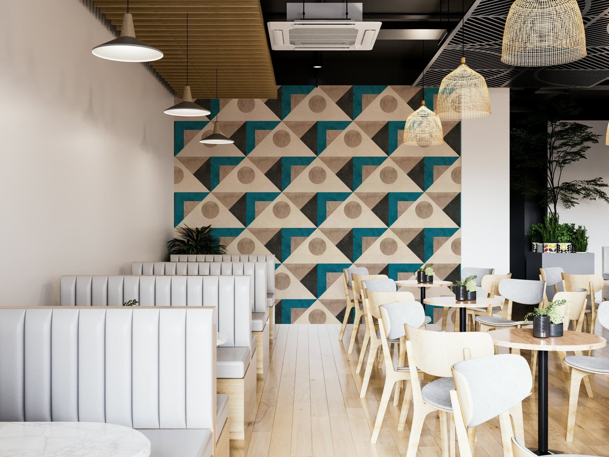 Neutral geometric terrazzo print

