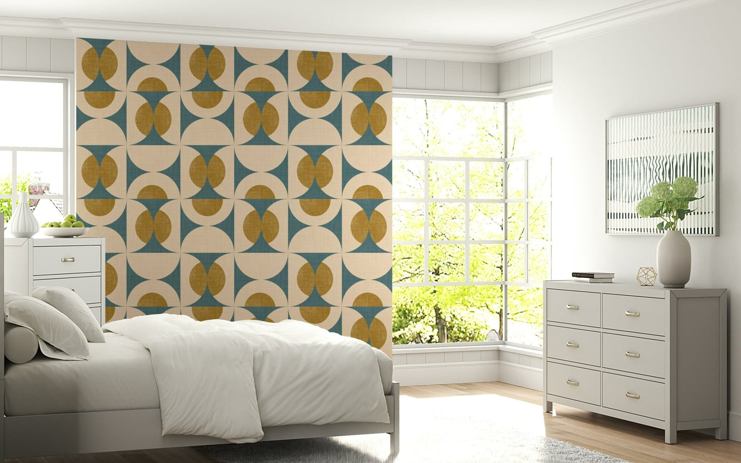 Geometric Tile Wallpaper Tawny arcades, complex repeating wall art.