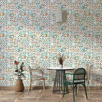 Muted color tile wall mural

