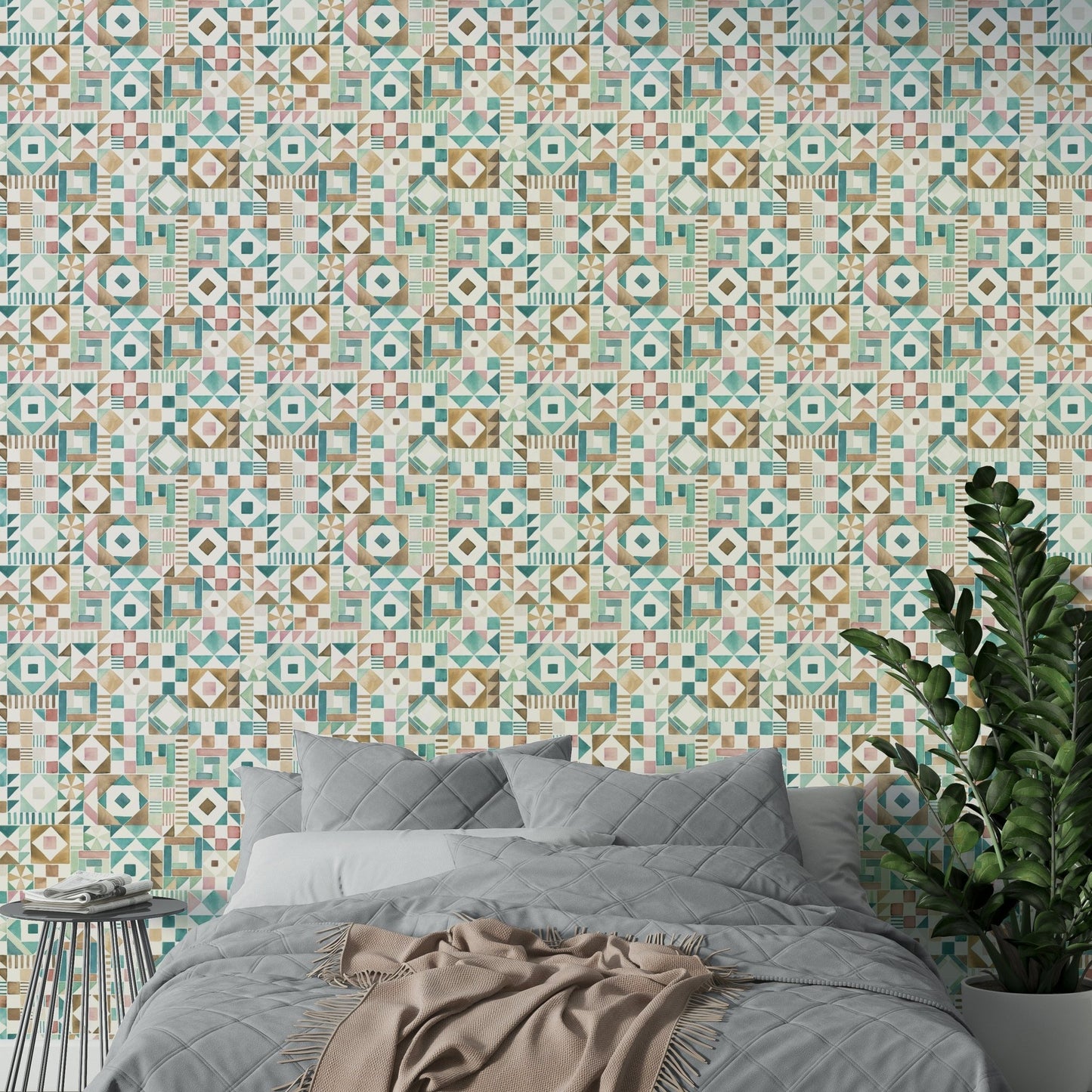 Vintage tile wall mural design

