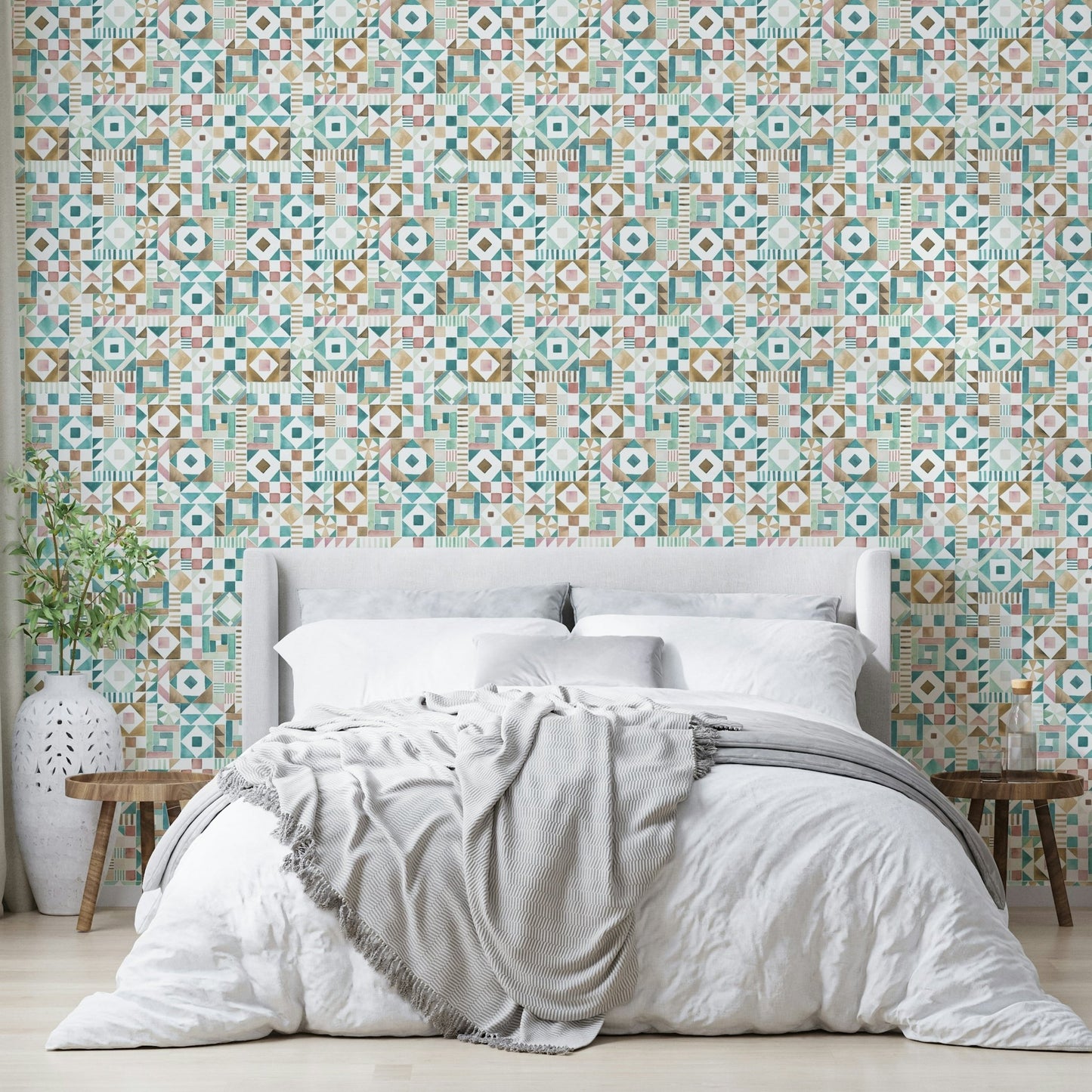 Artistic tile mural wallpaper

