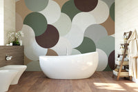 Geometric wallpaper with bold shapes for contemporary rooms


