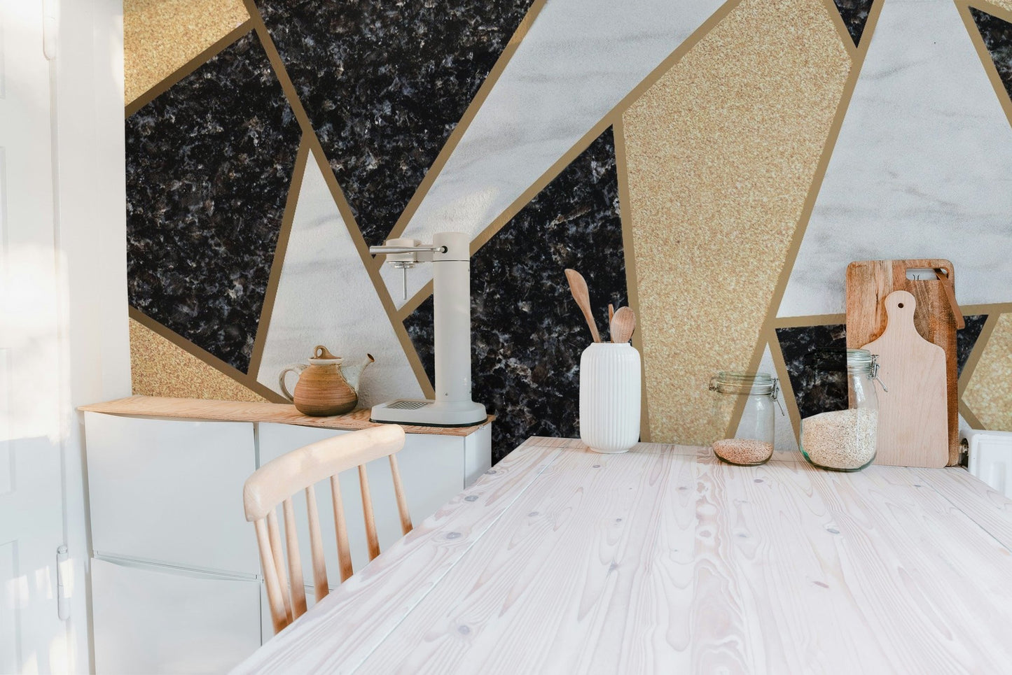 Bold geometric shapes mural for interiors
