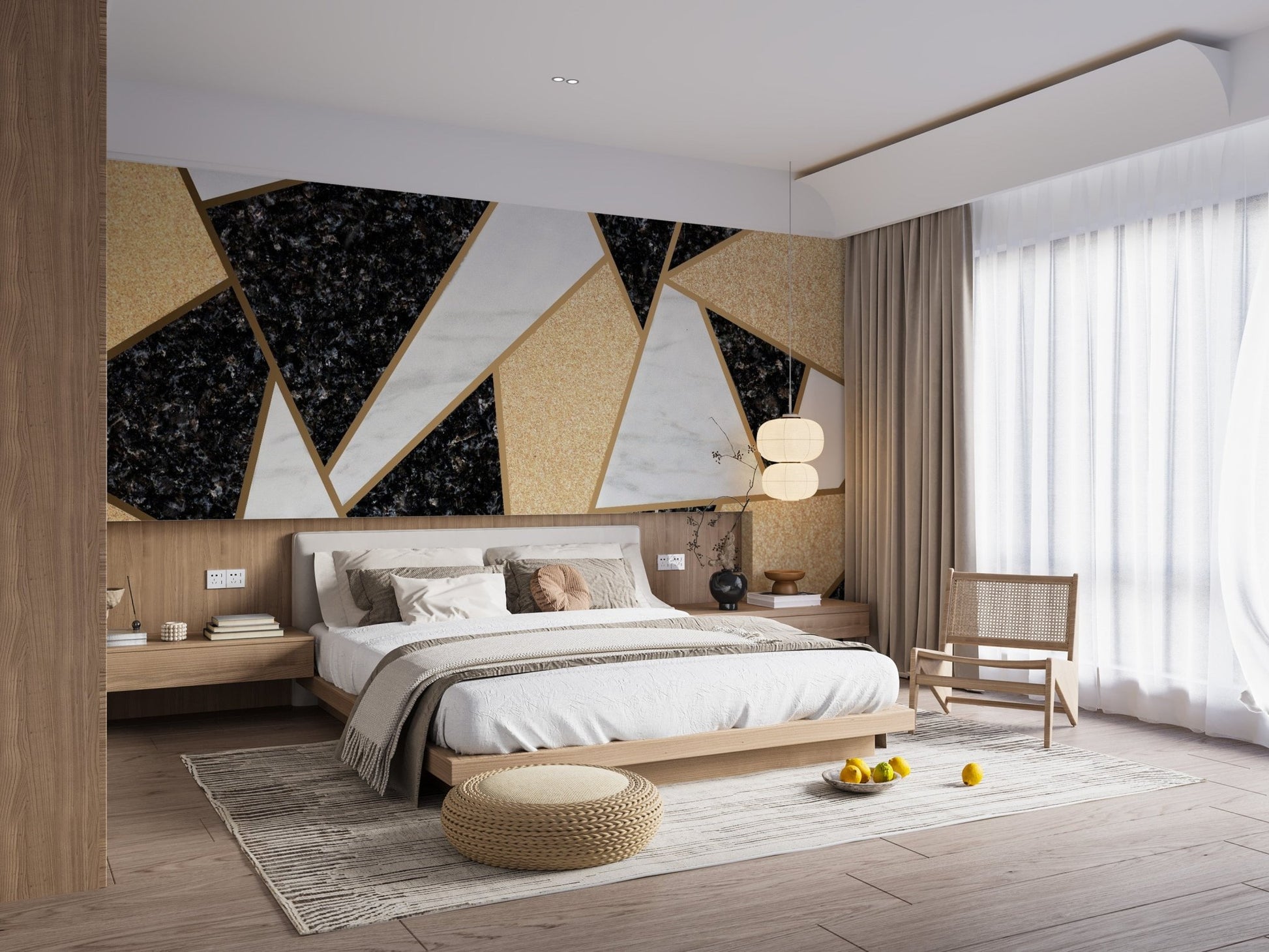 Minimalist geometric wall mural pattern
