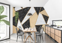 Stylish geometric wallpaper for living room
