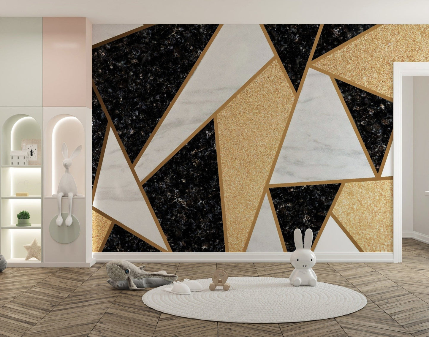 Colorful geometric pattern mural for walls
