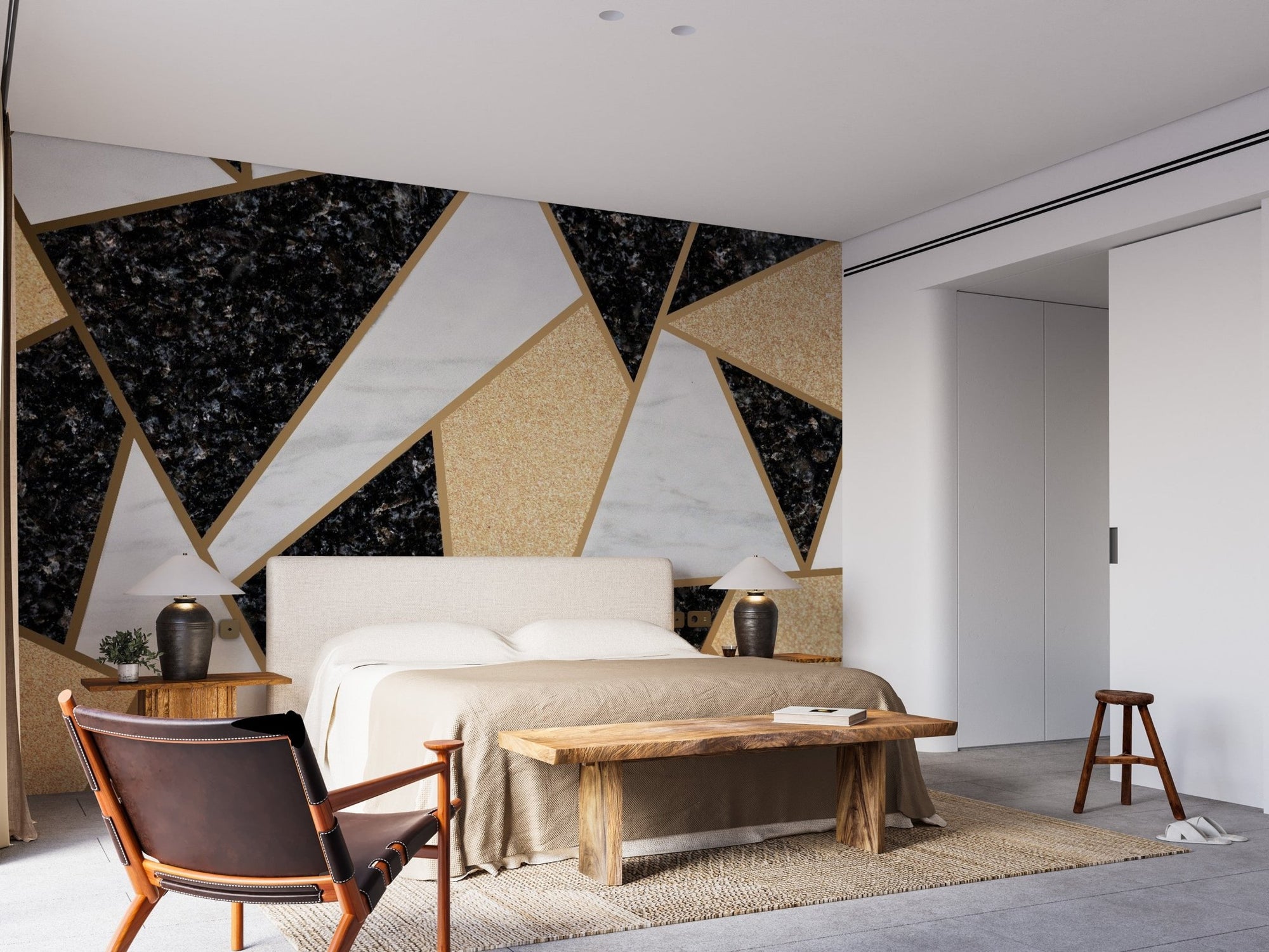 Modern geometric wallpaper mural design marble-05

