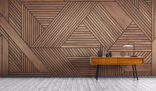 Stylish geometric wooden wallpaper for walls C551
