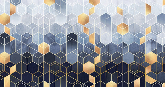 Hexagonal Ombre Gold Wallpaper Mural