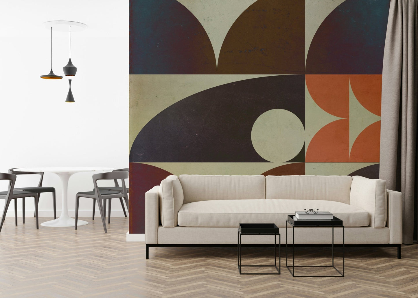 Abstract star shape element in the burnt orange Geometrica 18 fall Wall Mural.