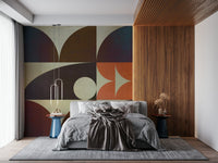 Earthy browns and orange colors of the Geometrica Fall Wall Mural surface.