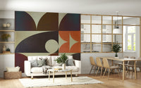 An artistic composition of semi-circles on the Geometrica Fall Wall Mural.