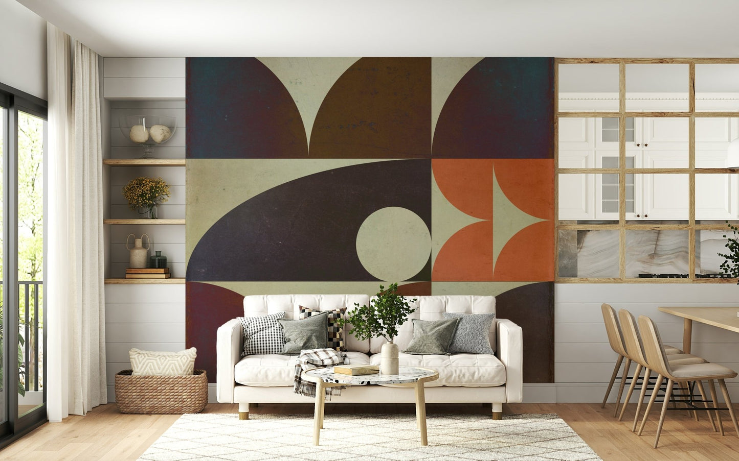 Art wallpaper mural called Geometrica Fall makes a stylish statement.