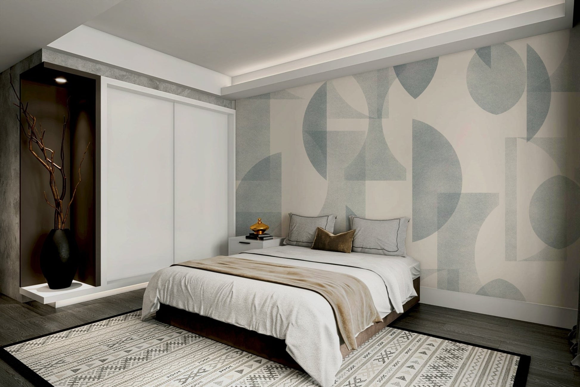 The overall mood is one of peace and sophistication.
