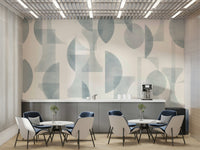 The color palette is calm and elegant, with shades of blue, beige, and white.
