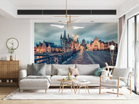 This airy living room feels richer with Ghent's Twilight Glow Wall Mural in view, GD7986