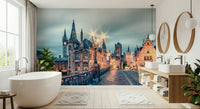 A bright bathroom feels more scenic with Ghent's Twilight Glow Wall Mural on the wall, GD7986