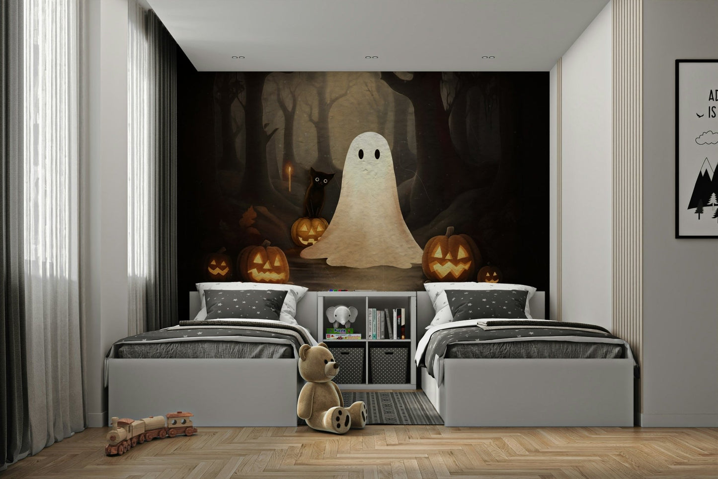 Ghost and black cat art mural. GD4059
