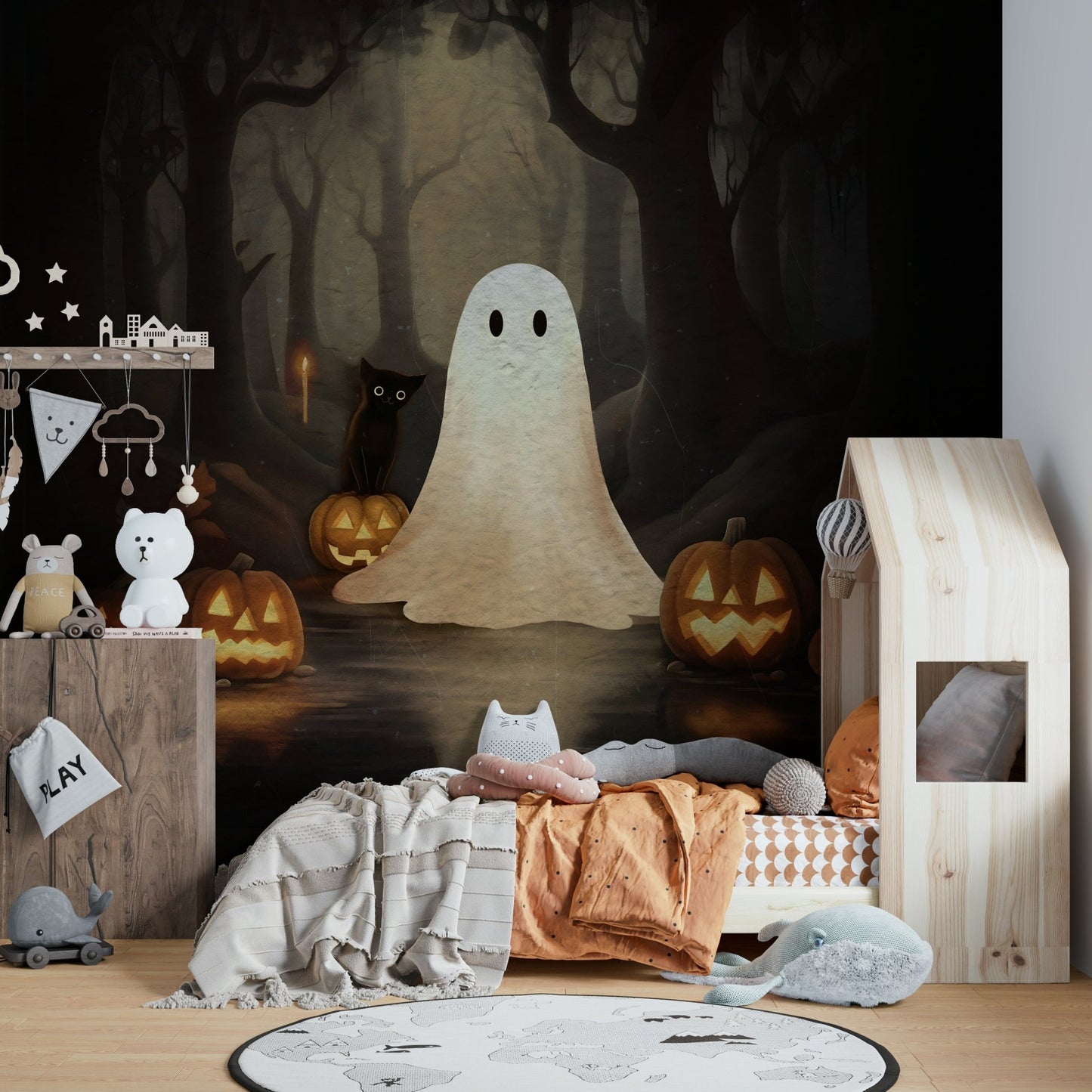 Ghost and black cat wallpaper for walls GD4059

