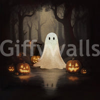 Black cat and ghost Halloween characters room mural. GD4059
