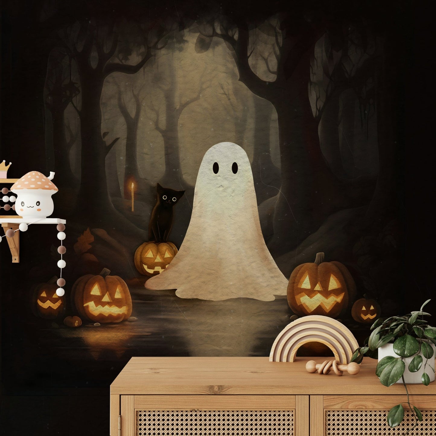 Ghost and black cat mural GD4059

