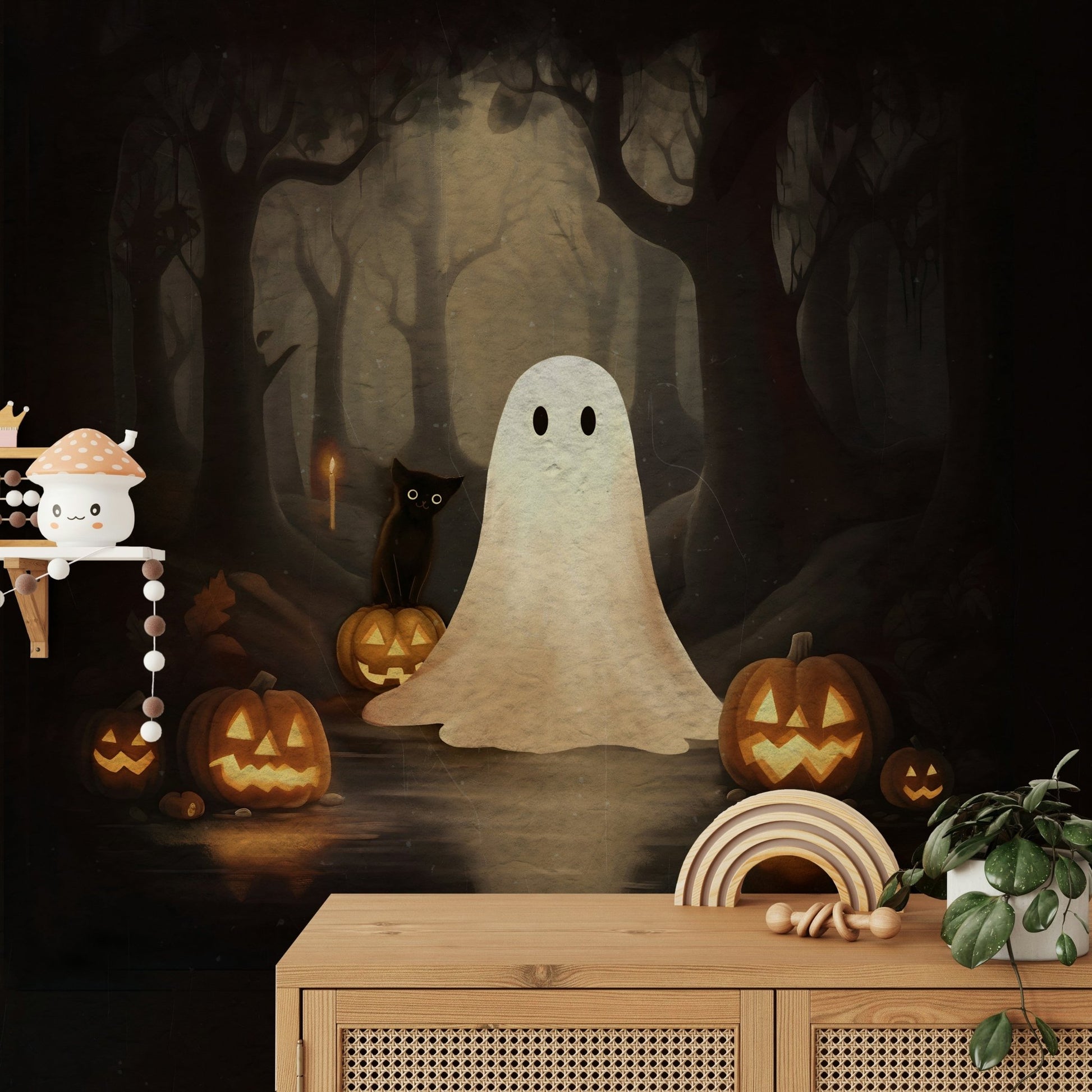 Ghost and black cat mural GD4059

