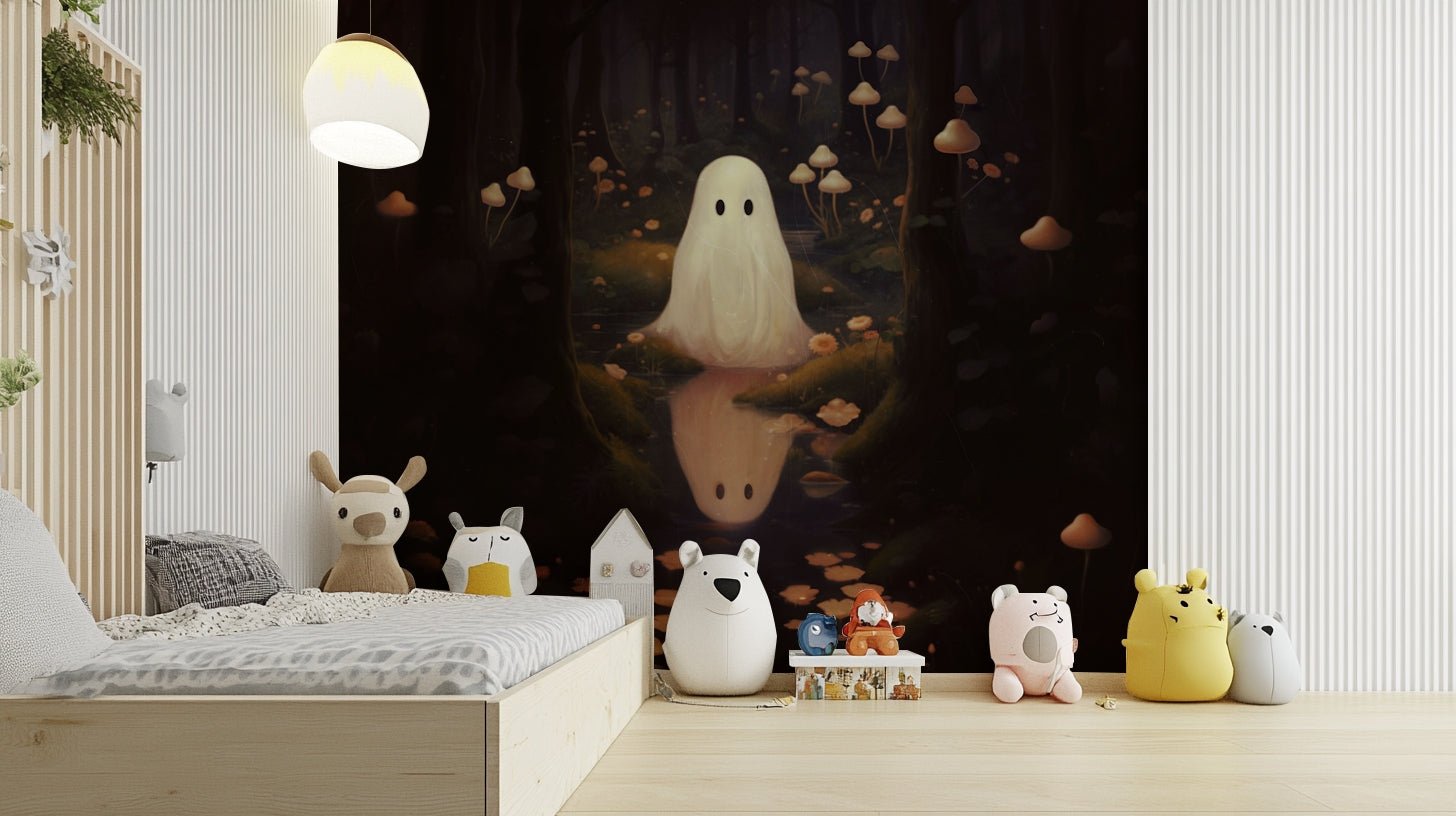 The forest ground is covered in dark moss and soil.
