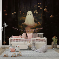 Clusters of various types of mushrooms are the main focus.
