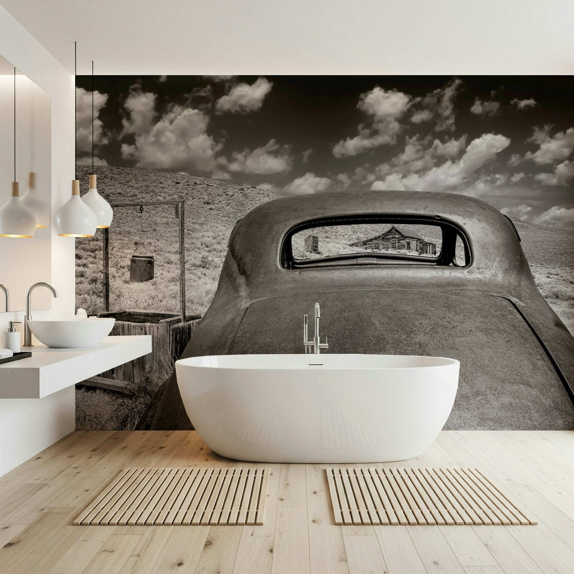 A contemplative gentle design wallpaper mural for a feature wall.