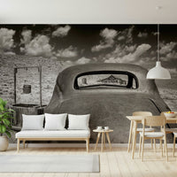 A graceful subtle pattern wall mural in warm, natural tones.