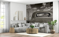 A serene vintage stone wall mural for your decor.