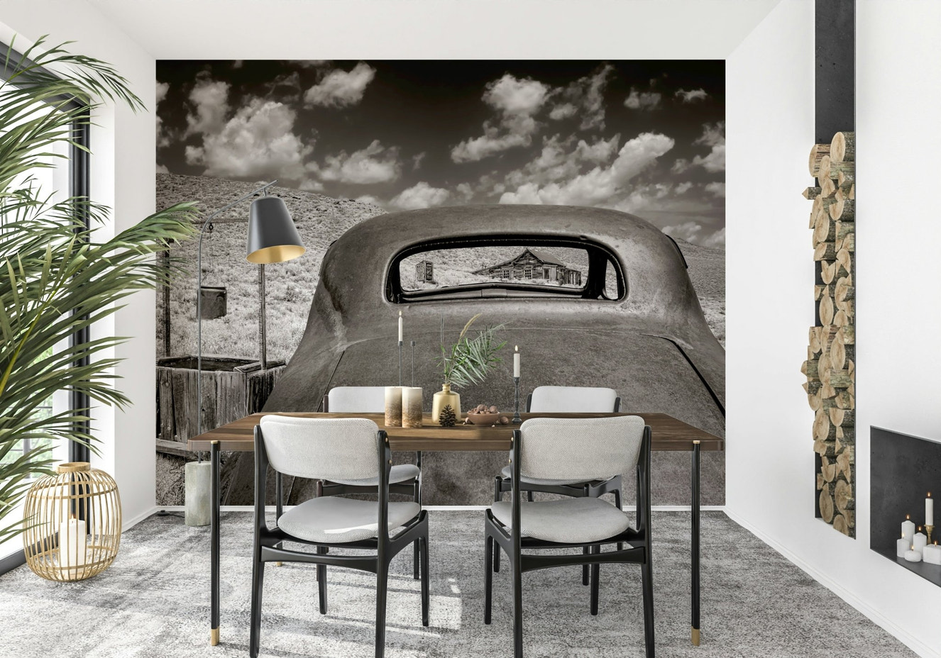 A beautiful subtle distressed wallpaper mural with an aged, rustic texture.