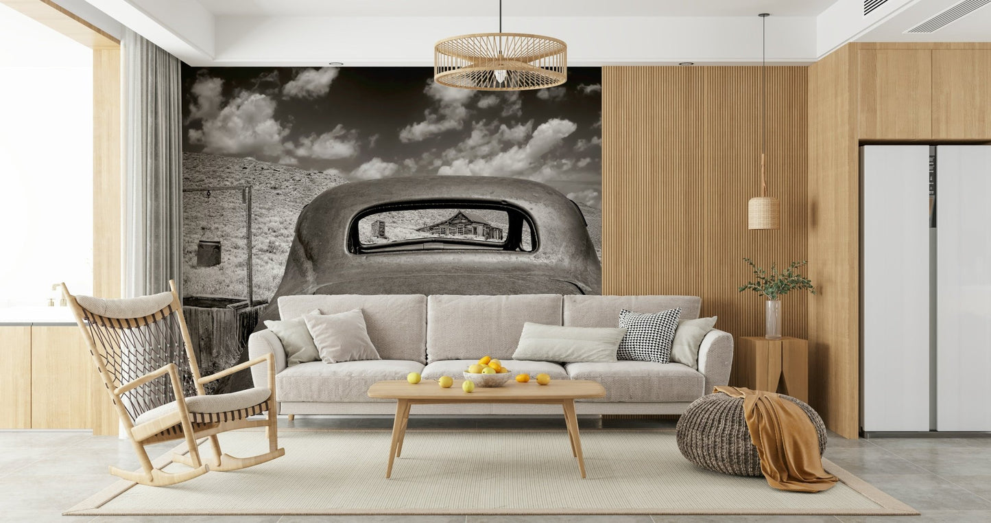 An artistic minimalist form mural for home decor.